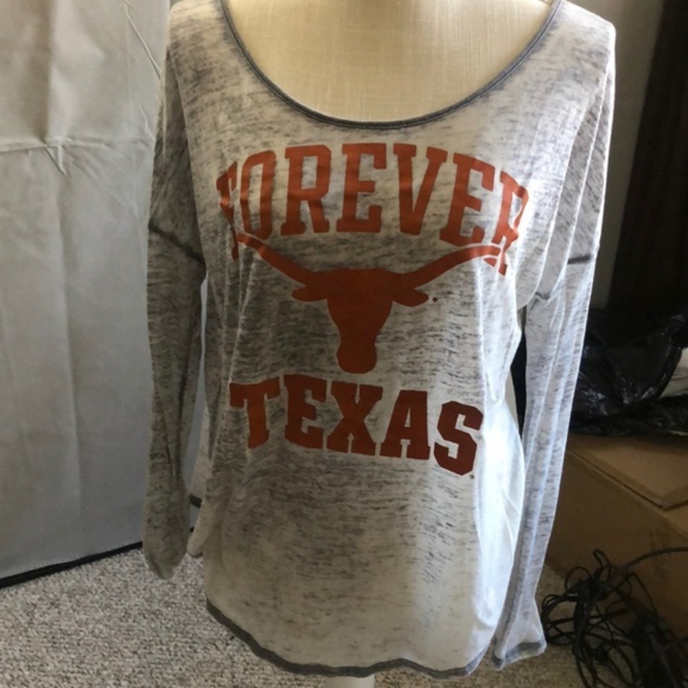 Pink University of Texas long sleeve sheer top